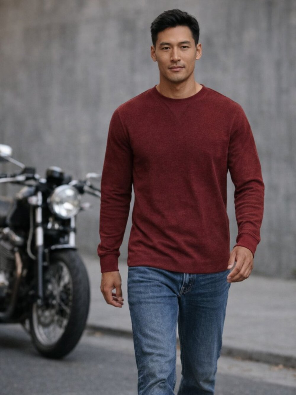 NEW Five Four Burgundy Knit Long Sleeve Athletic Pullover Western Shirt Men XL